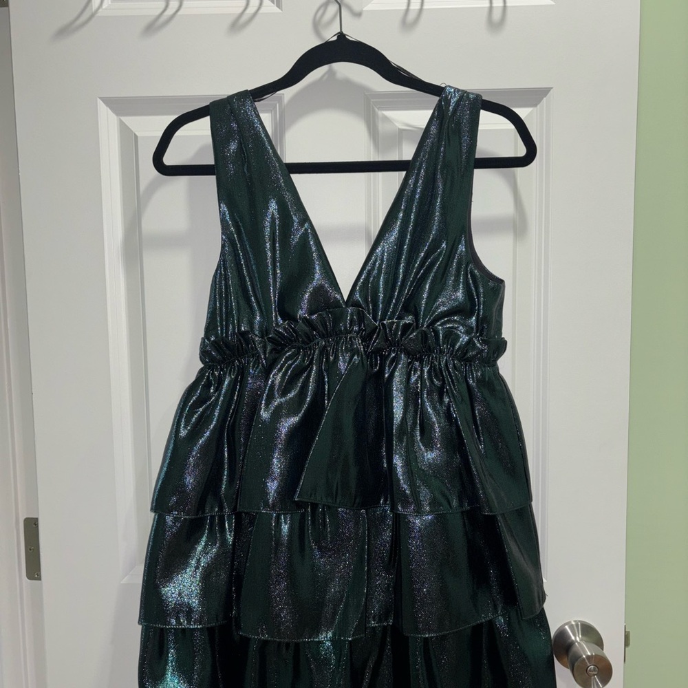 Shimmering Green Tiered Dress